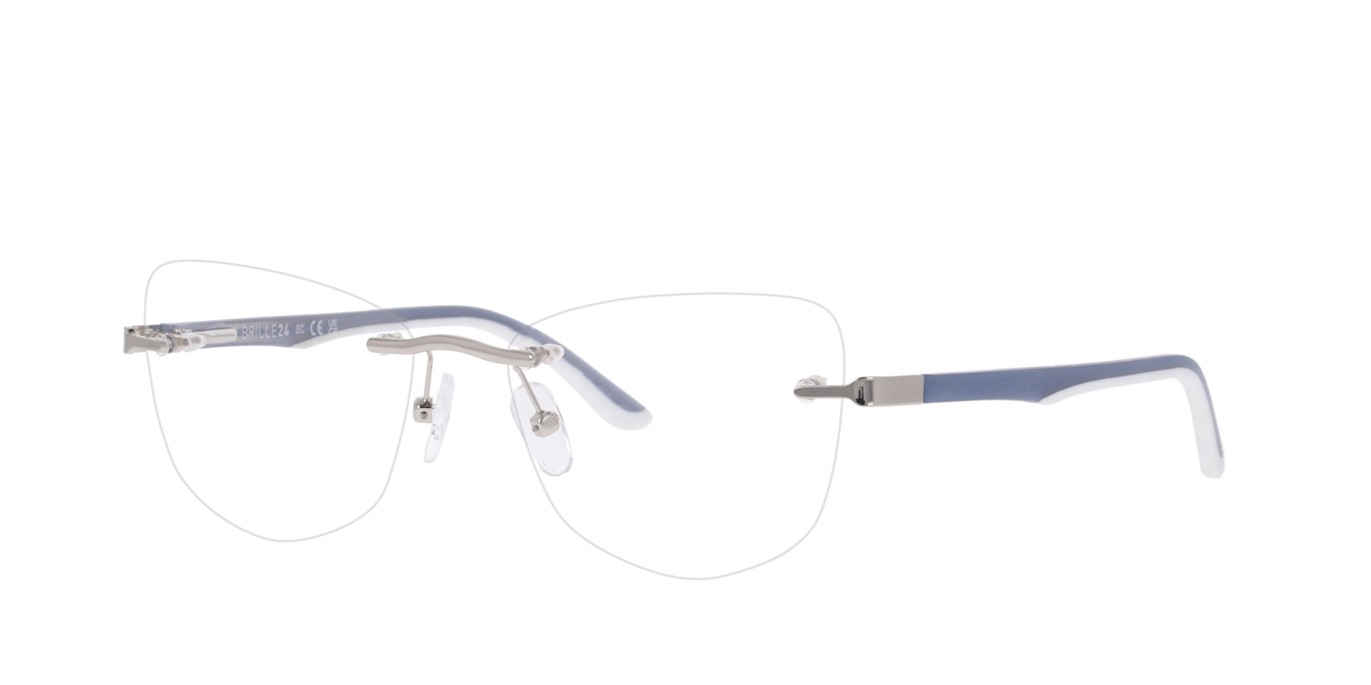 York Silber MetallEyeglass Frames von B24, Dreiviertelansicht