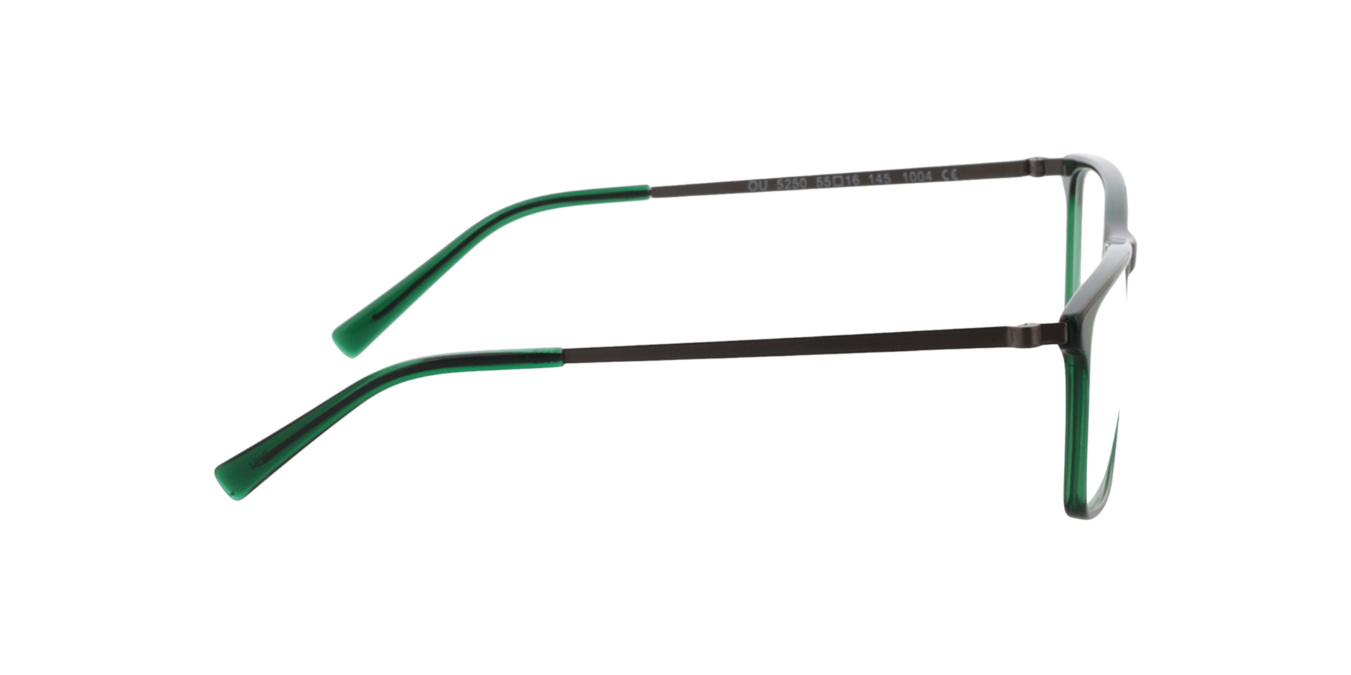 Perry Kristal donkergroen  &  mat gunmetal AcetaatEyeglass Frames van B24, Zijaanzicht