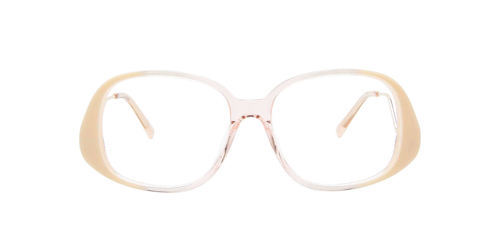 Zela Mercury Peach & Gold Metal AcetaatEyeglass Frames van B24, Vooraanzicht