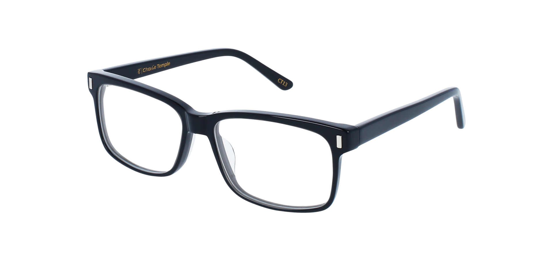 Calvin Jet Black AcetaatEyeglass Frames van B24, Hoekweergave