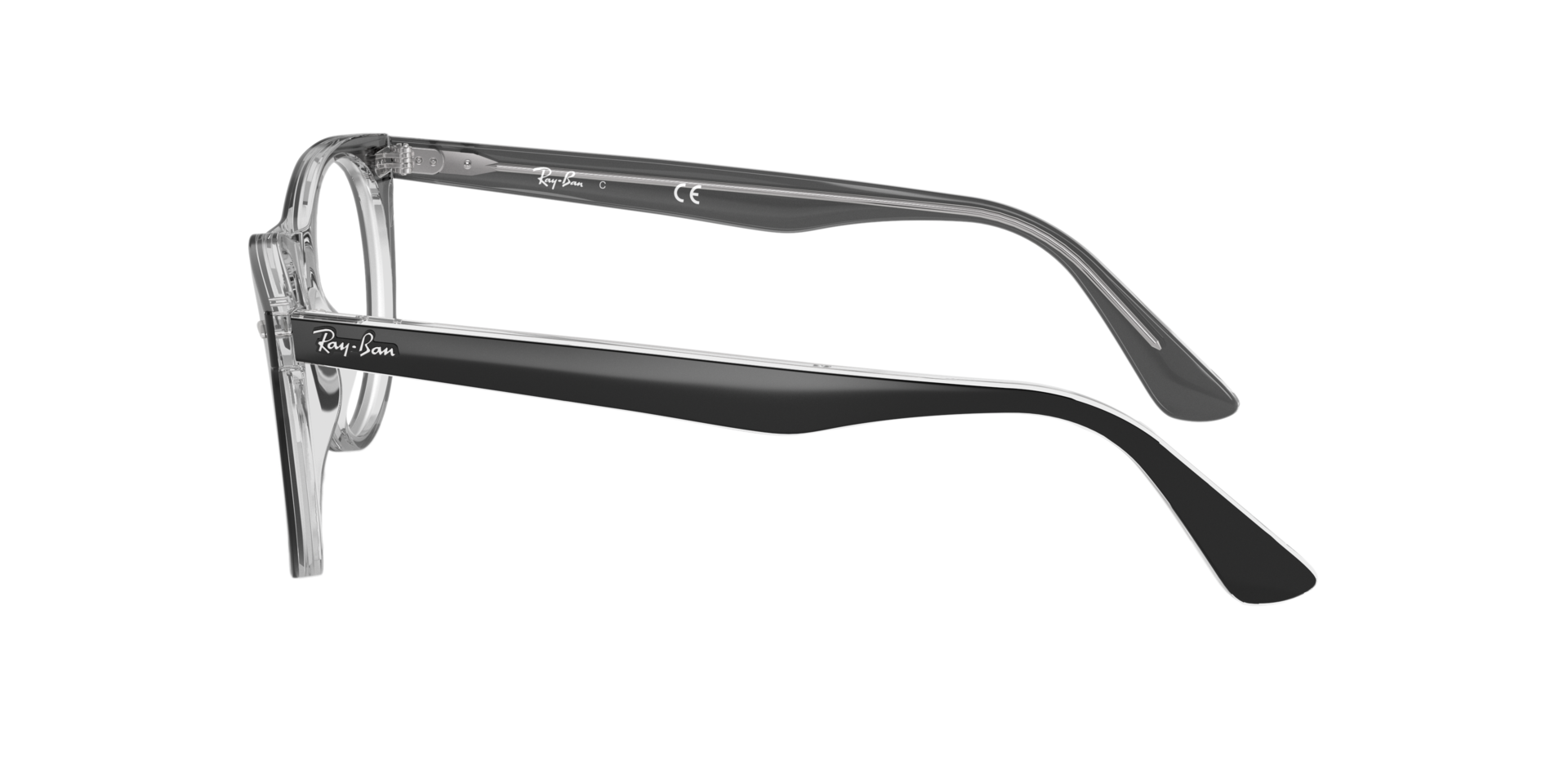RB2185V Zwart op transparant AcetaatEyeglass Frames van B24, Zijaanzicht