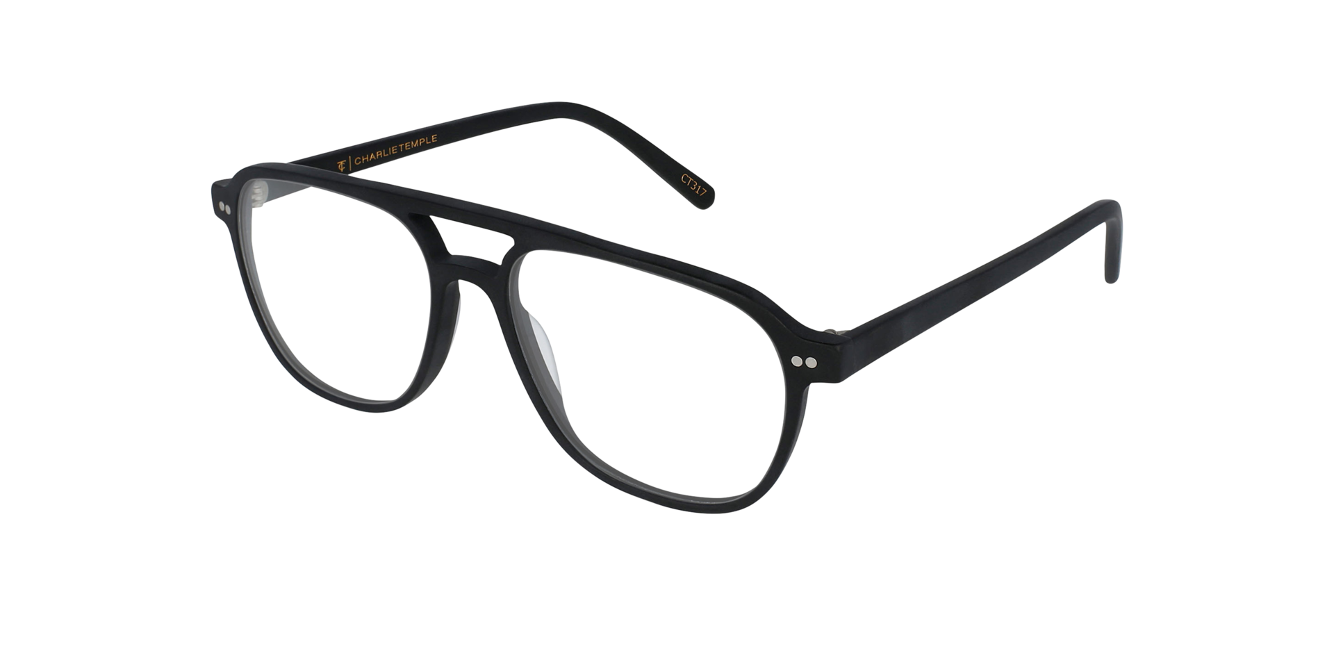 Wilker Schwarz AcetatEyeglass Frames von B24, Dreiviertelansicht