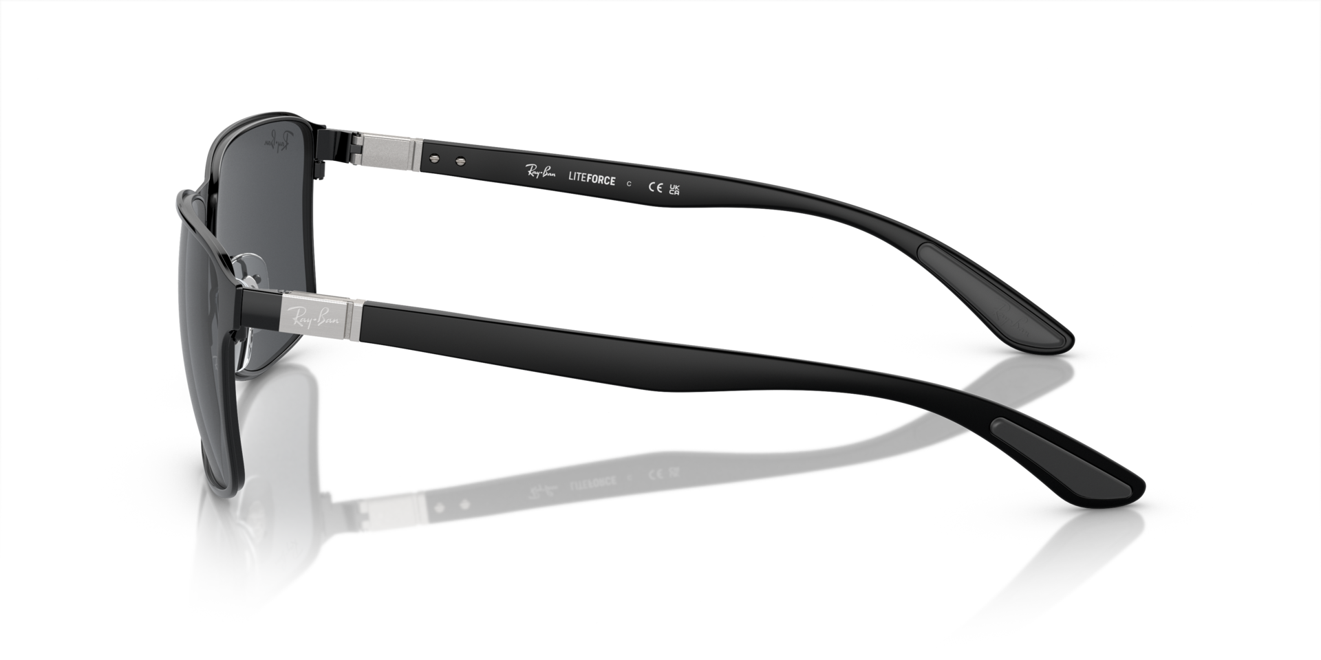 RB3721 Schwarz auf Schwarz MetallSunglass Frames von B24, Seitenansicht
