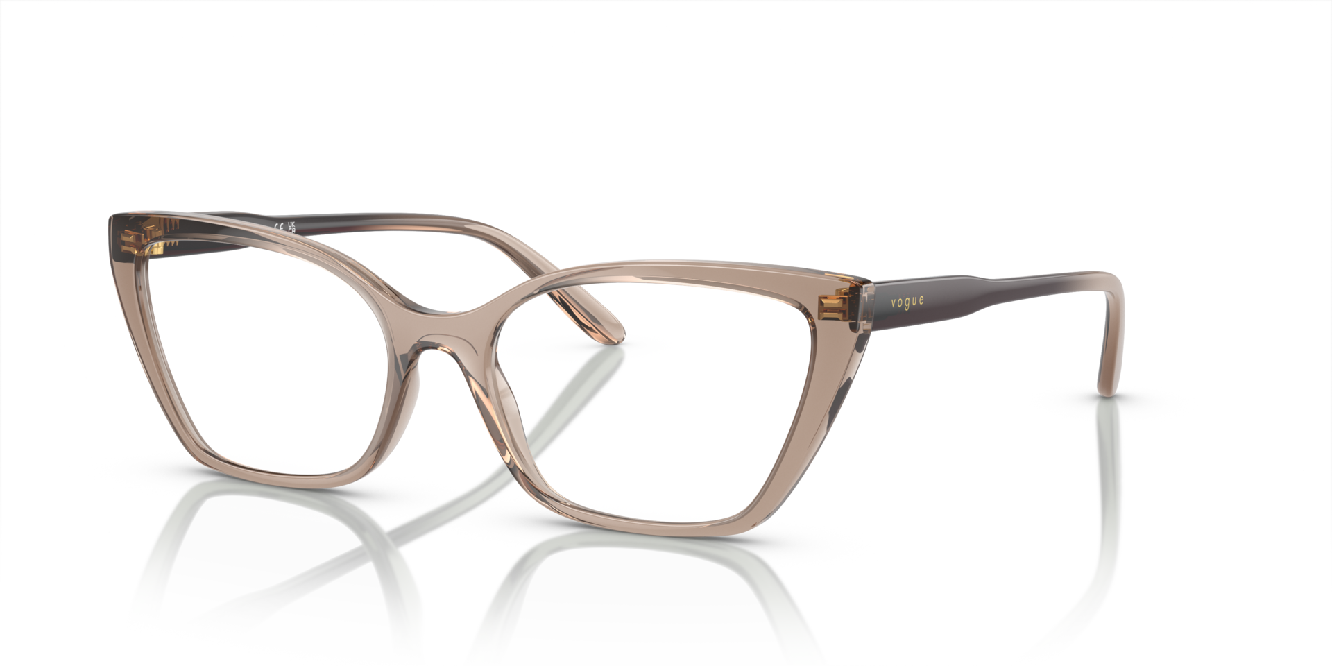 VO5519 Karamell transparent KunststoffEyeglass Frames von B24, Dreiviertelansicht