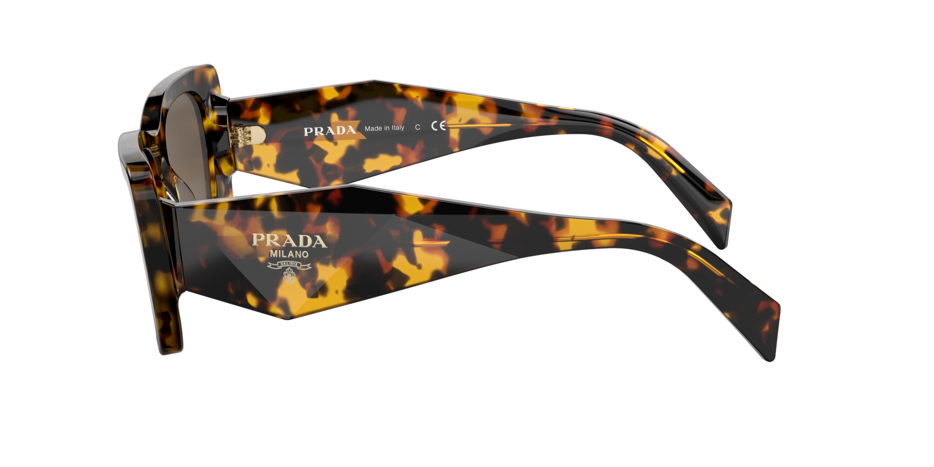 PR 08YS Havana honing AcetaatSunglass Frames van B24, Zijaanzicht