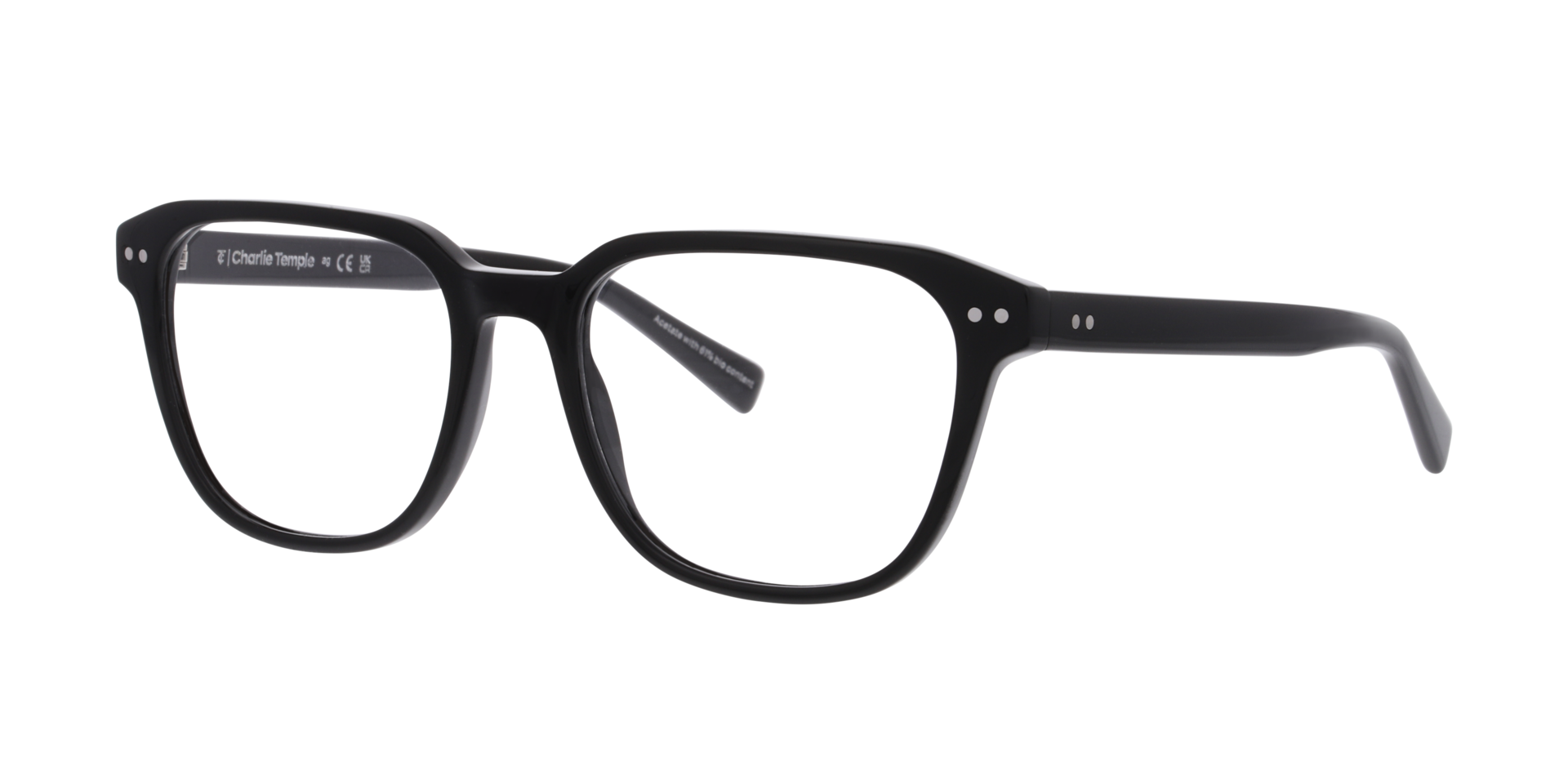Indi Schwarz AcetatEyeglass Frames von B24, Dreiviertelansicht
