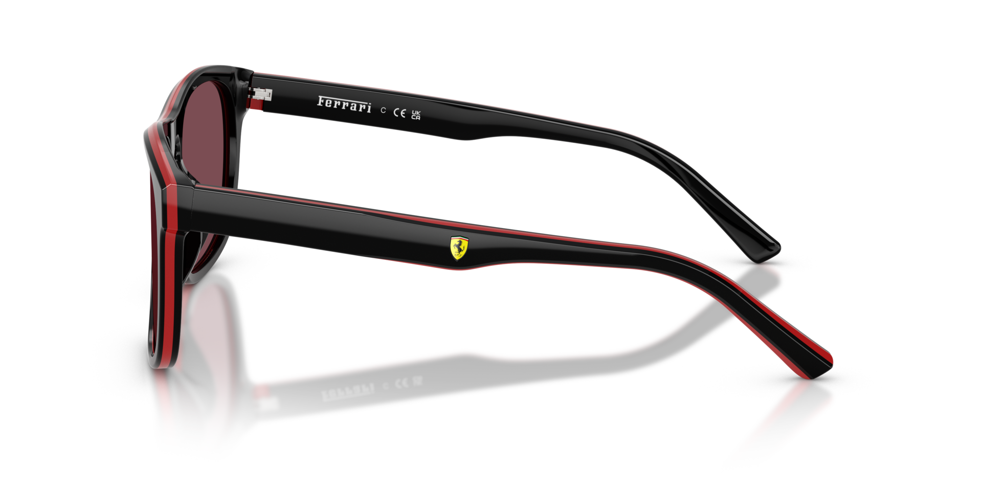 FZ6020U Shiny Black & Red & Black AcetaatSunglass Frames van B24, Zijaanzicht