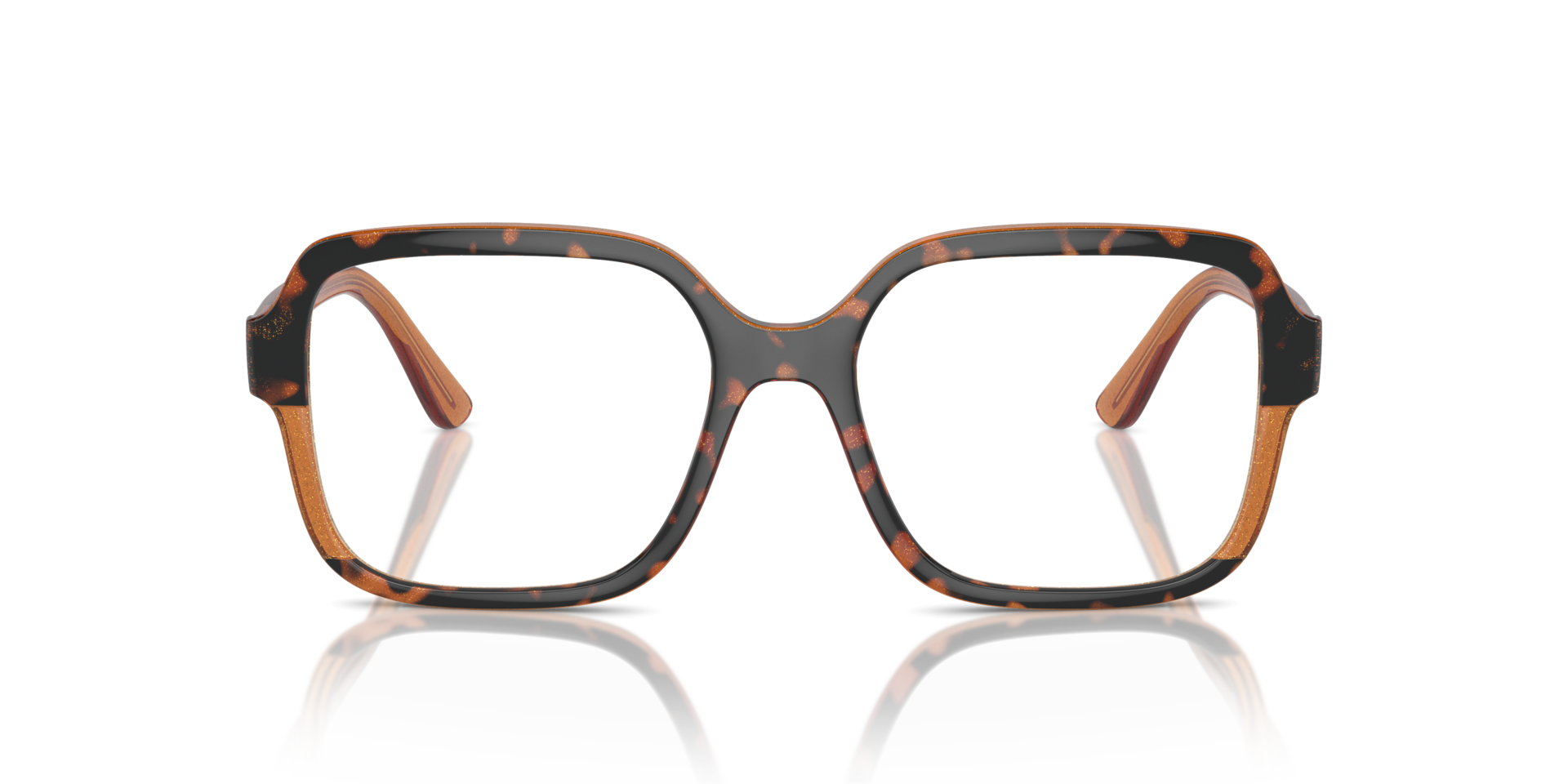 VO5555 Havana & transparant bruin glitter KunststofEyeglass Frames van B24, Vooraanzicht