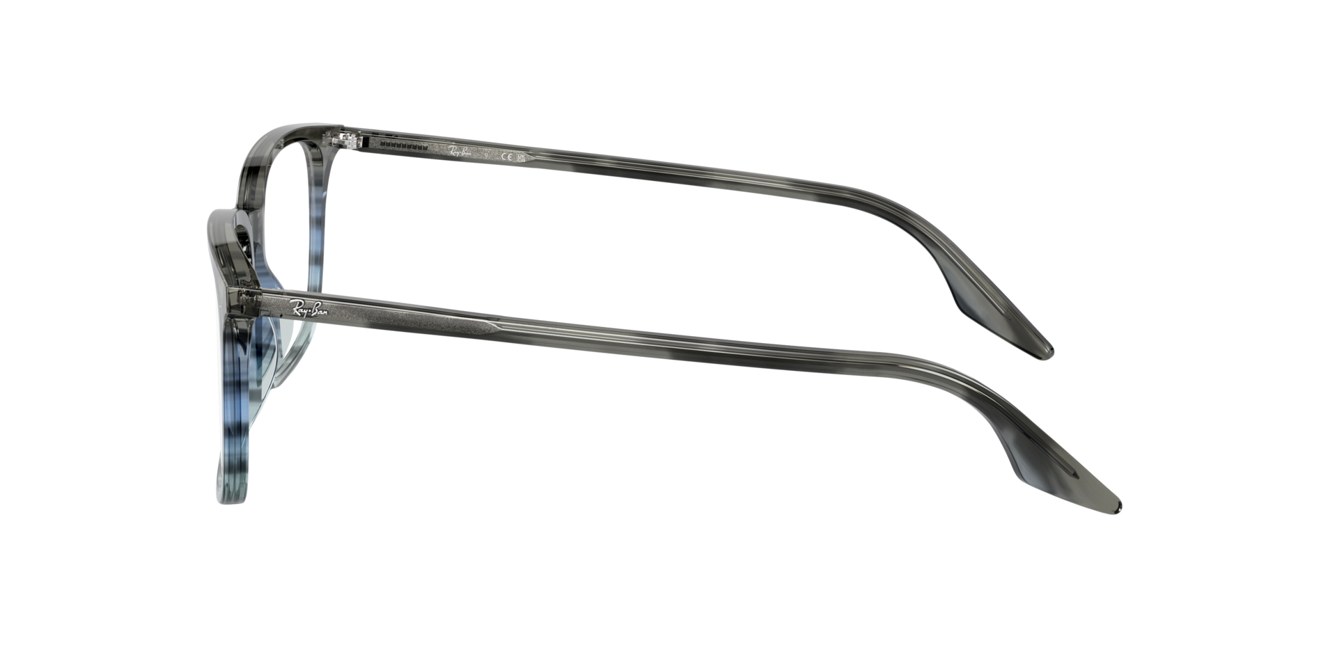 RB5421 Gestreept grijs en blauw AcetaatEyeglass Frames van B24, Zijaanzicht