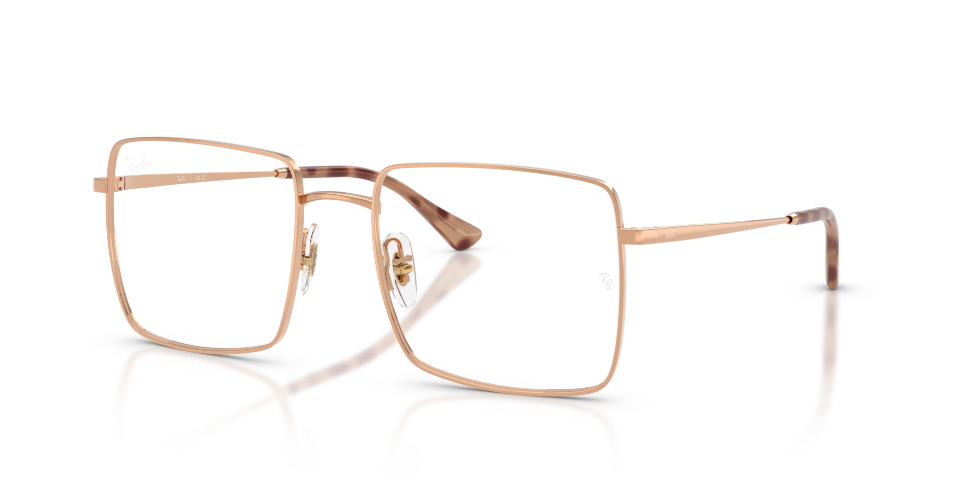 RB6553 Roségoud MetaalEyeglass Frames van B24, Hoekweergave