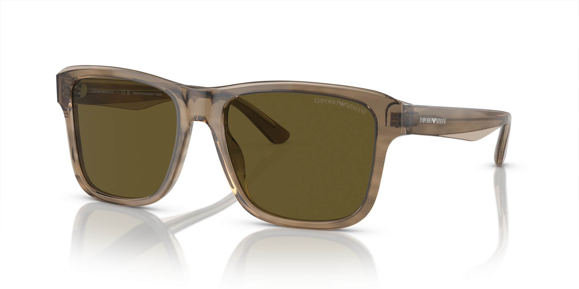 EA4208 Glanzend groen & bovenkant bruin AcetaatSunglass Frames van B24, Hoekweergave