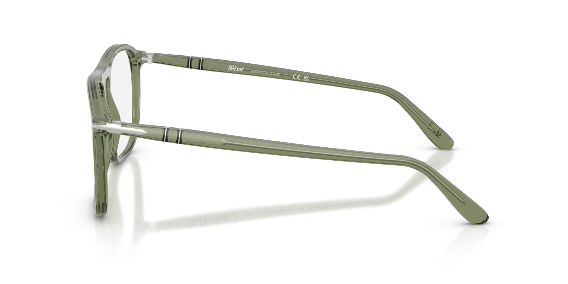 PO3392V Transparant groen AcetaatEyeglass Frames van B24, Zijaanzicht