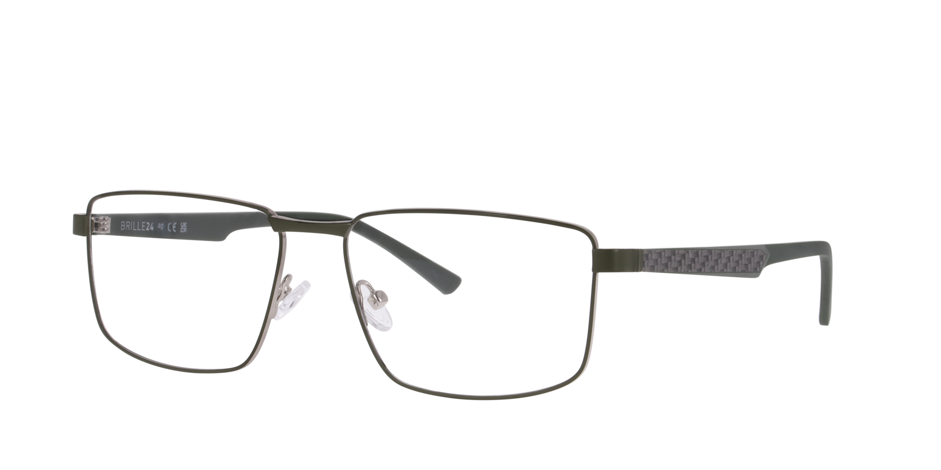 Lissabon Dark Khaki MetaalEyeglass Frames van B24, Hoekweergave