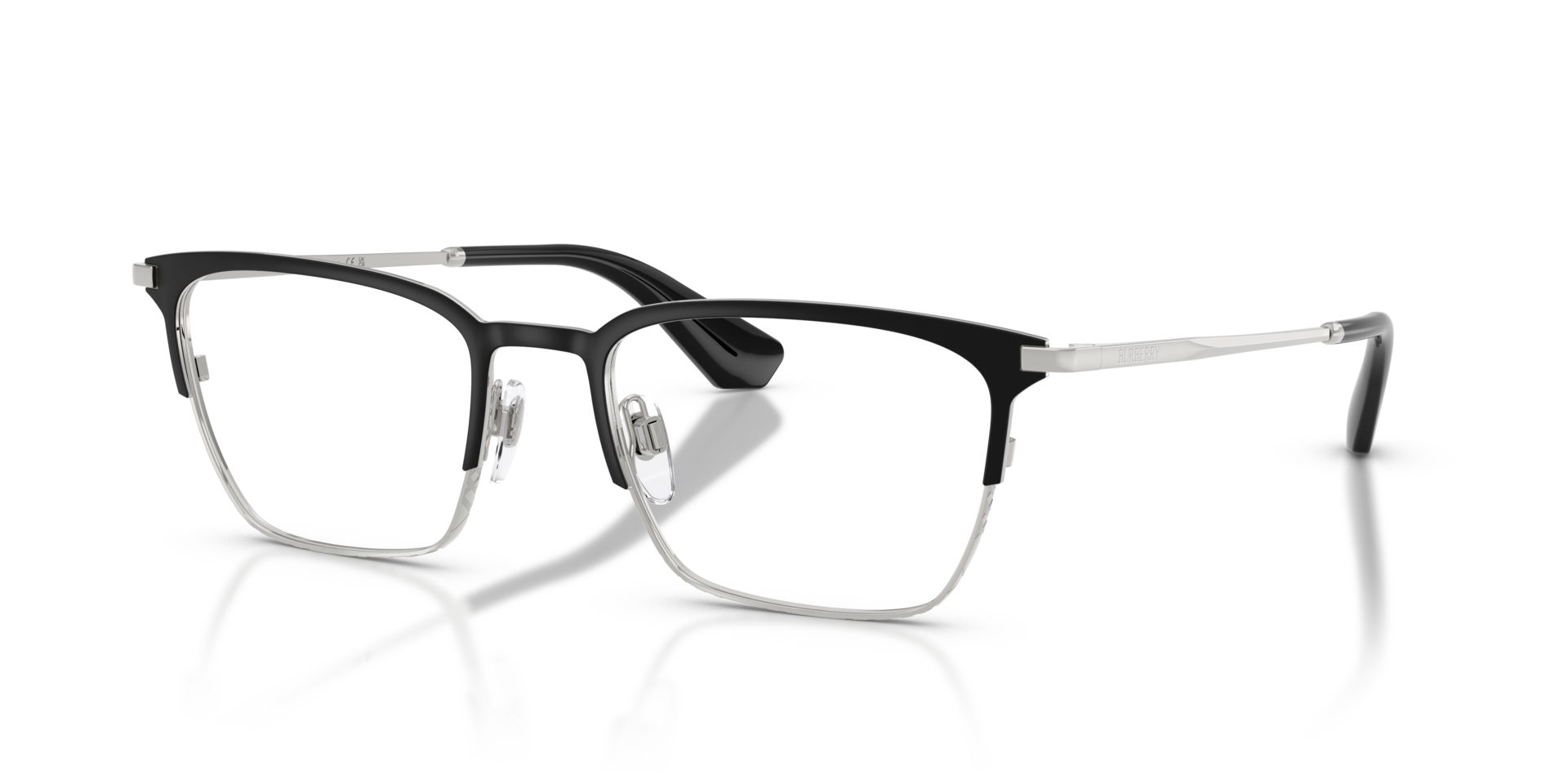 BE1401 Black & Silver MetaalEyeglass Frames van B24, Hoekweergave