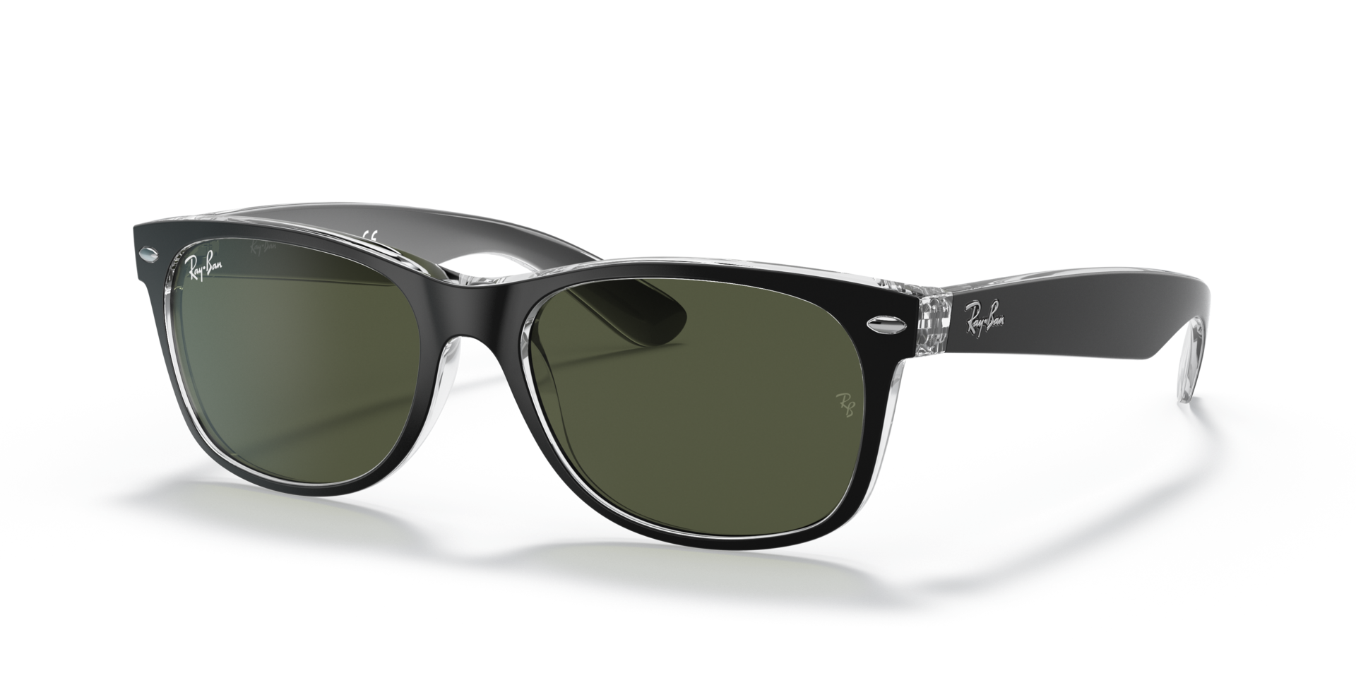 RB2132 Zwart op transparant KunststofSunglass Frames van B24, Hoekweergave