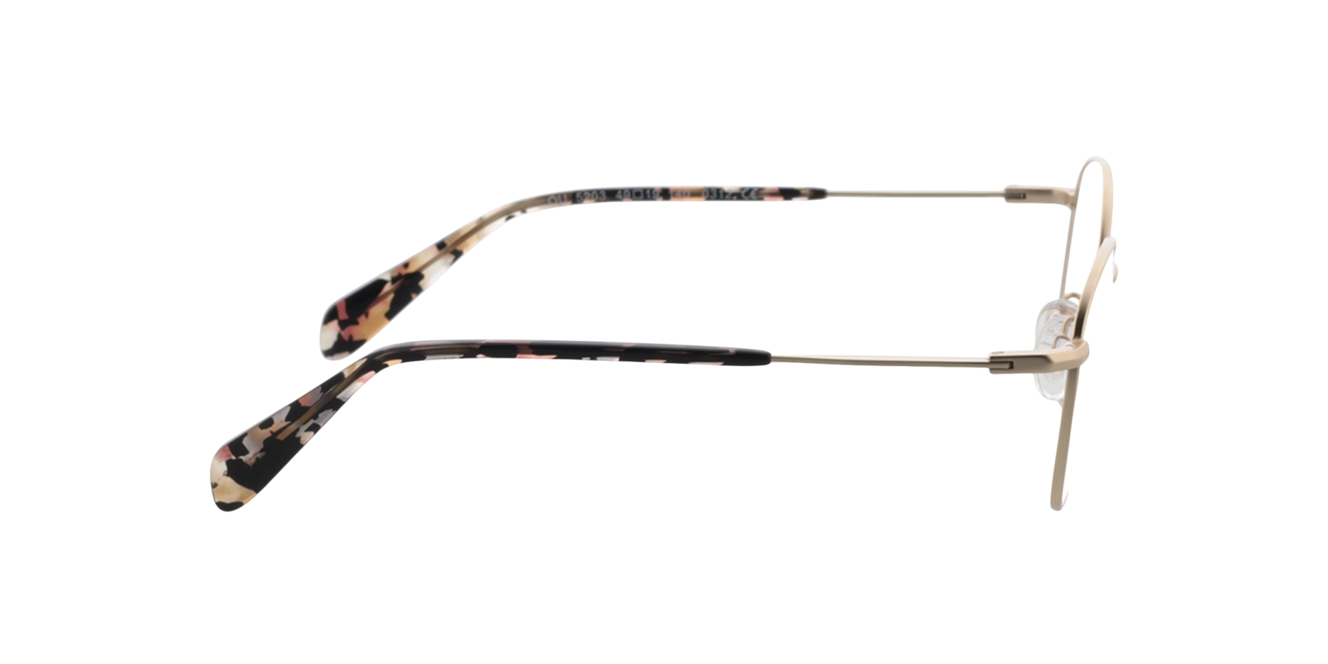 Princeton Matgoud  &  oranje patroon MetaalEyeglass Frames van B24, Zijaanzicht