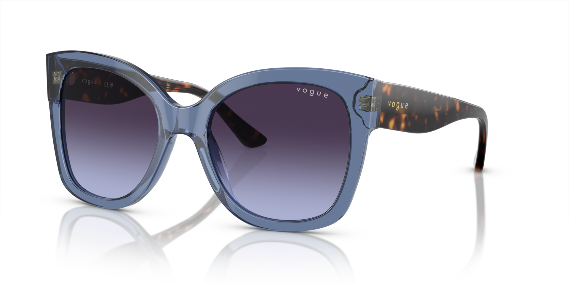 VO5338S Blau transparent AcetatSunglass Frames von B24, Dreiviertelansicht