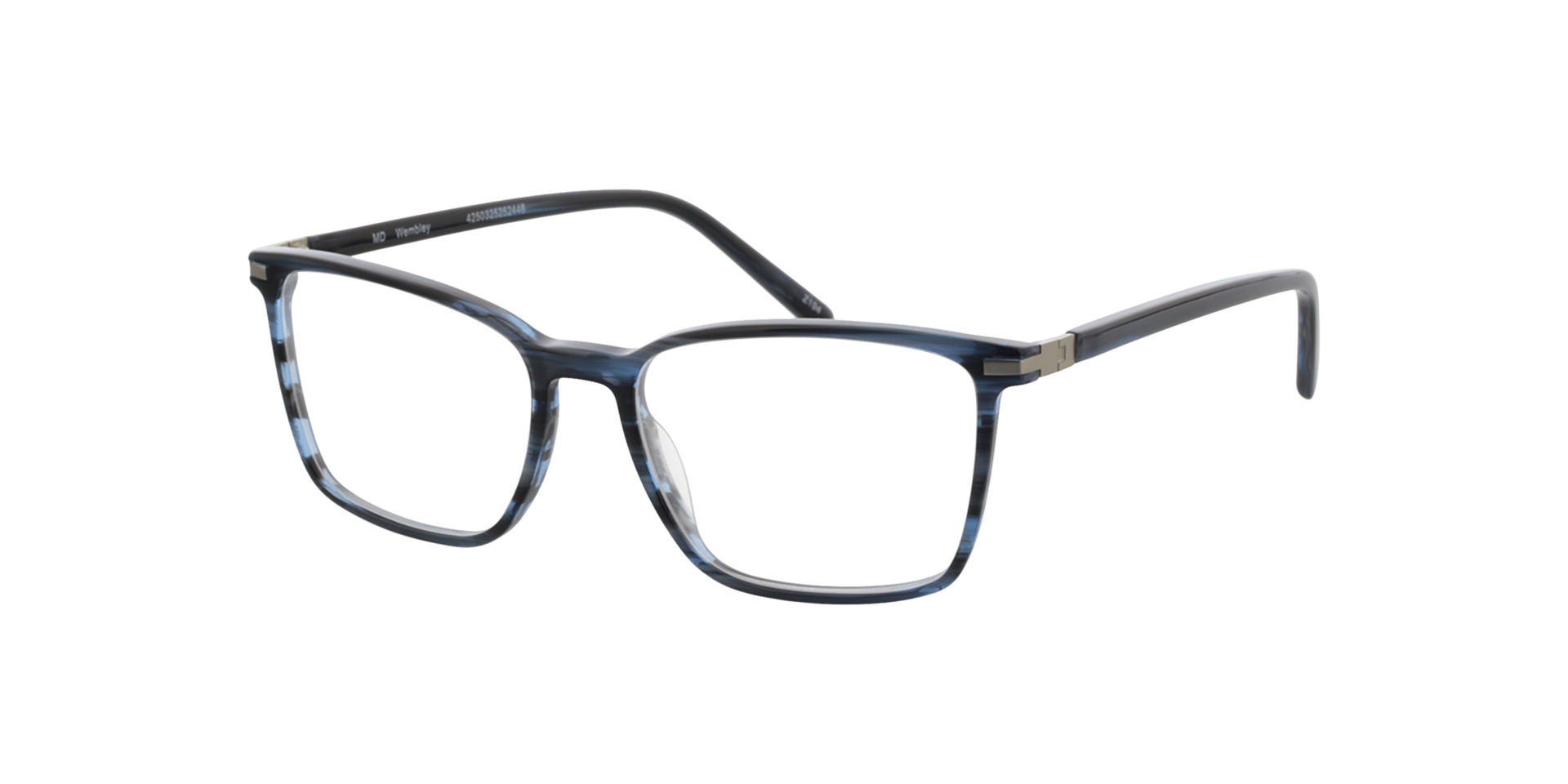 Wembley Blauw hoorn  &  matzilver AcetaatEyeglass Frames van B24, Hoekweergave