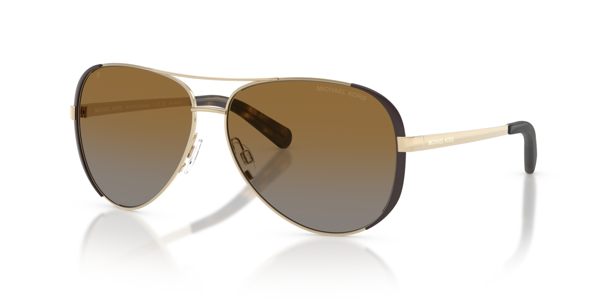 MK5004 Gold & Braun MetallSunglass Frames von B24, Dreiviertelansicht