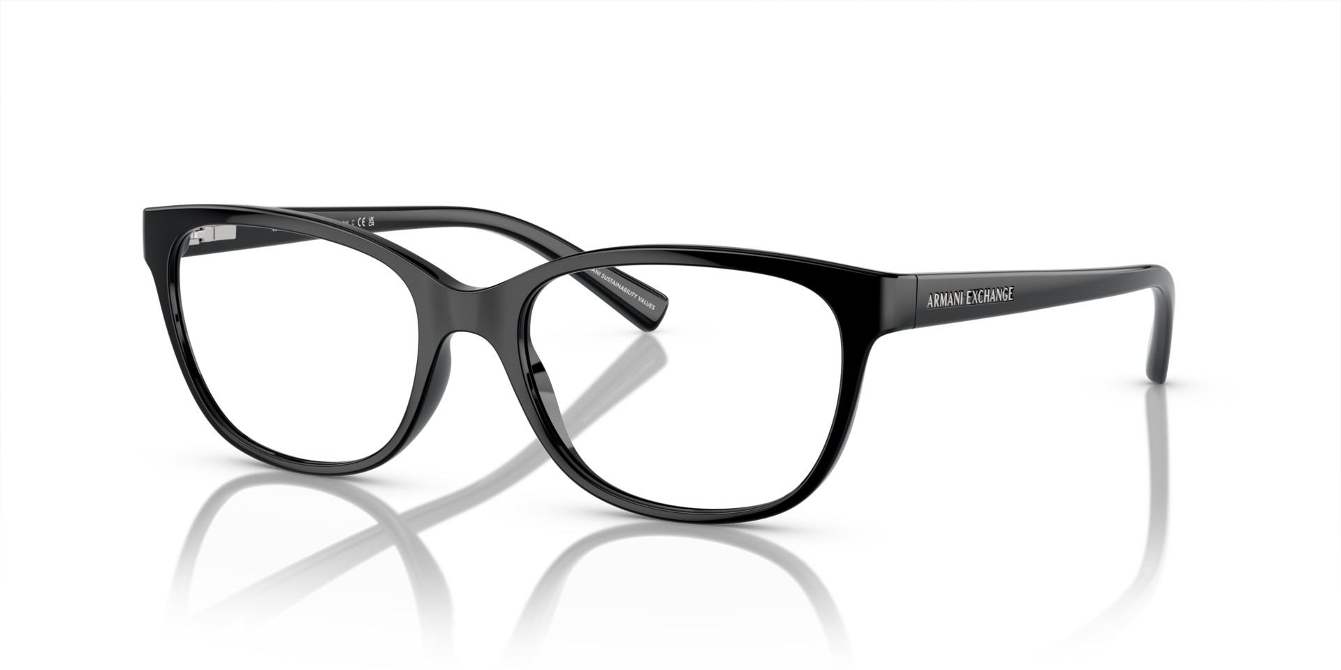 AX3037 Glanzend zwart KunststofEyeglass Frames van B24, Hoekweergave