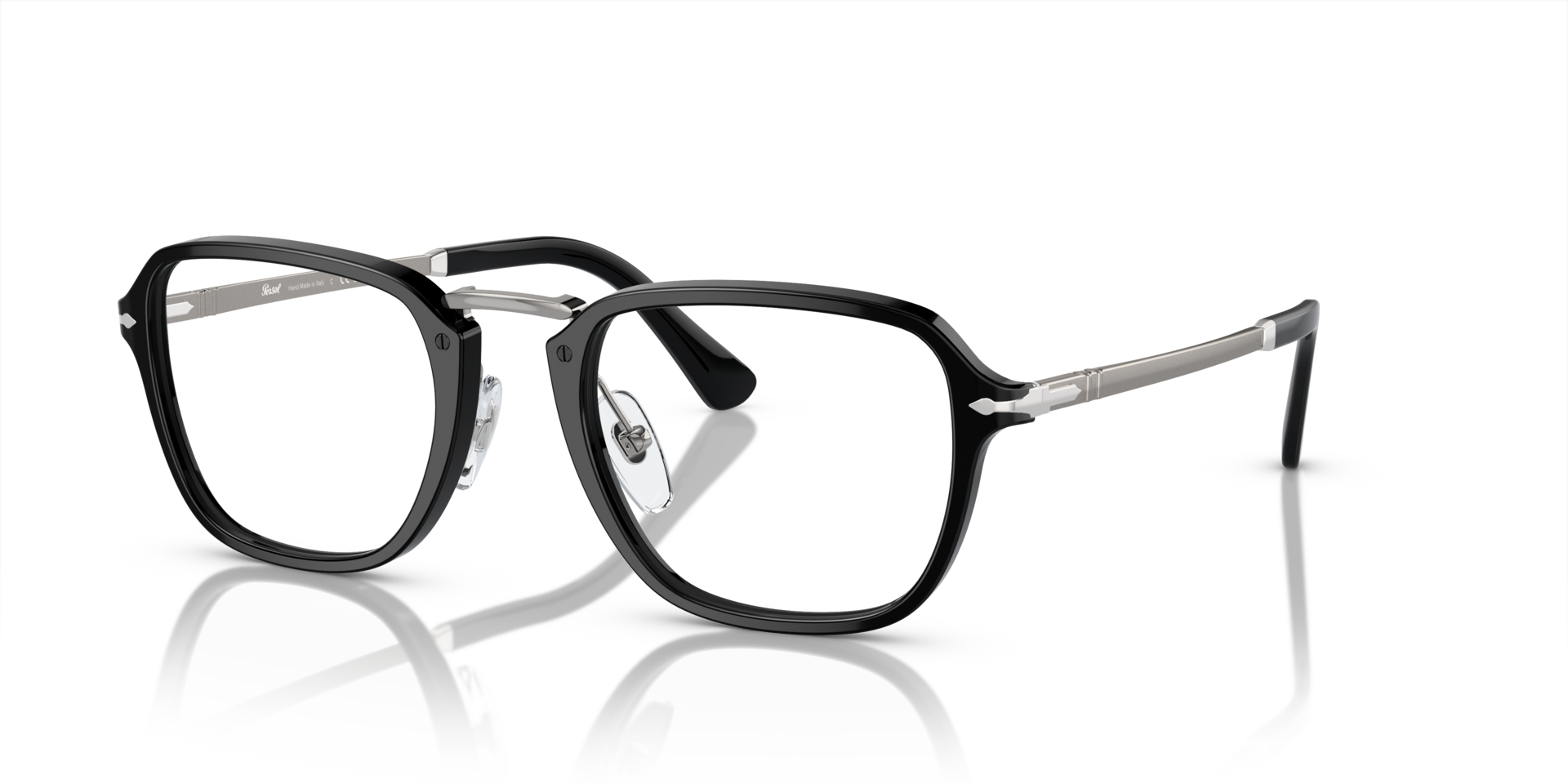 PO3331V Zwart AcetaatEyeglass Frames van B24, Hoekweergave
