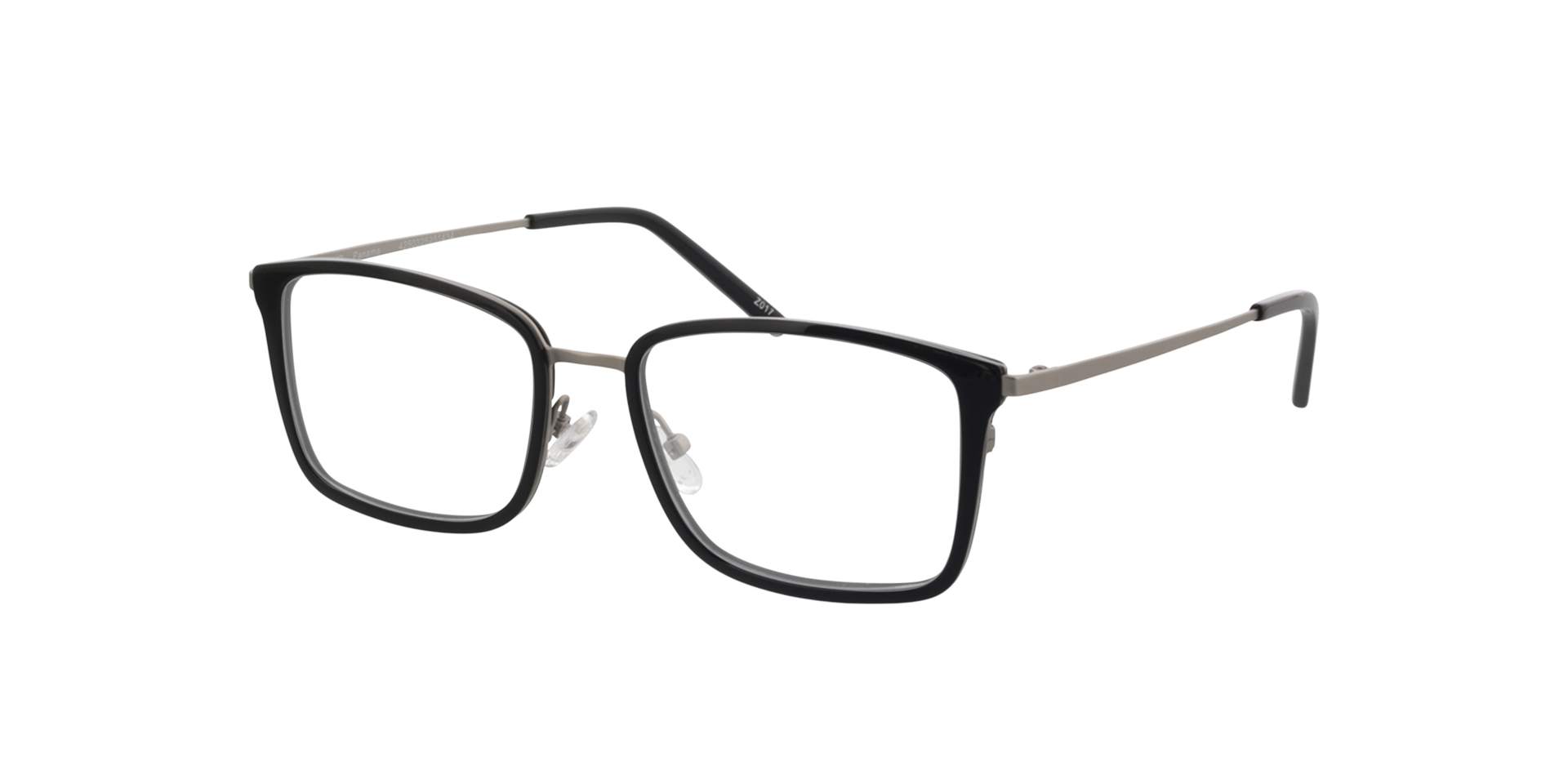 Panama Black  &  Matt Silver MetallEyeglass Frames von B24, Dreiviertelansicht