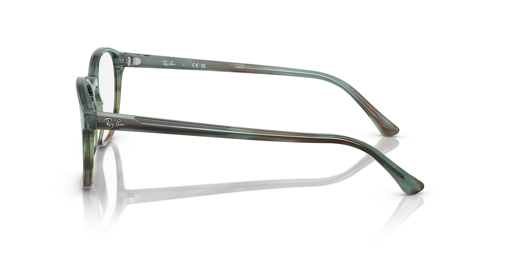 RB5417 Gestreept blauw en groen AcetaatEyeglass Frames van B24, Zijaanzicht