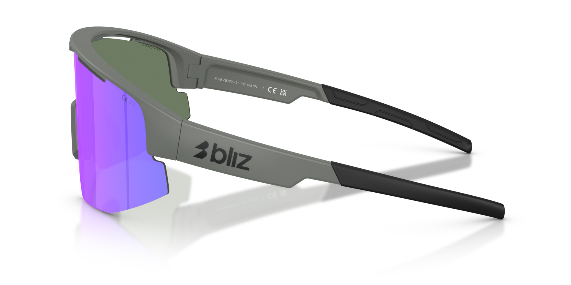 ZB7007 Matt Grau KunststoffSunglass Frames von B24, Seitenansicht