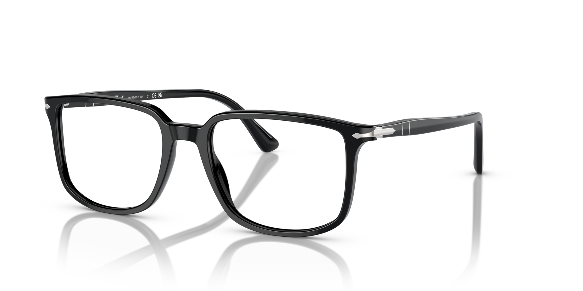 PO3275V Zwart AcetaatEyeglass Frames van B24, Hoekweergave