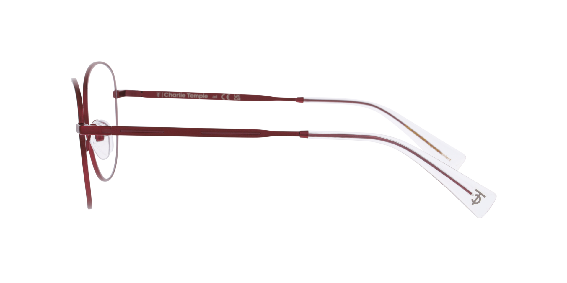 Paulina Matte Burgundy MetaalEyeglass Frames van B24, Zijaanzicht