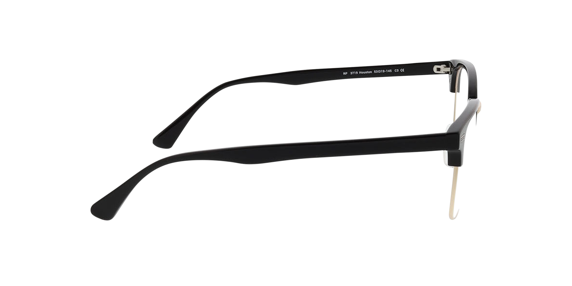Houston Schwarz & Gold MetallEyeglass Frames von B24, Seitenansicht
