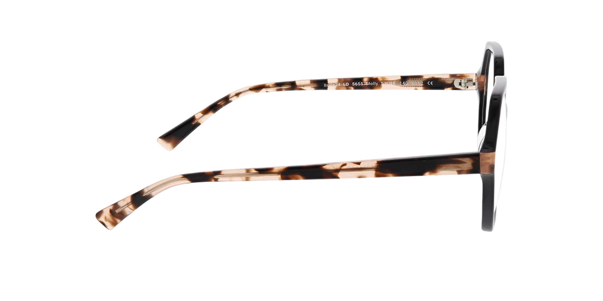 Molly Zwart  &  roze Havana AcetaatEyeglass Frames van B24, Zijaanzicht
