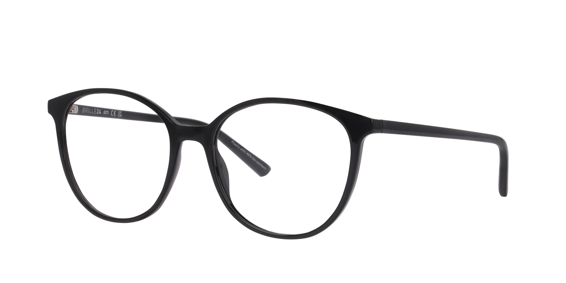 Riga Schwarz KunststoffEyeglass Frames von B24, Dreiviertelansicht