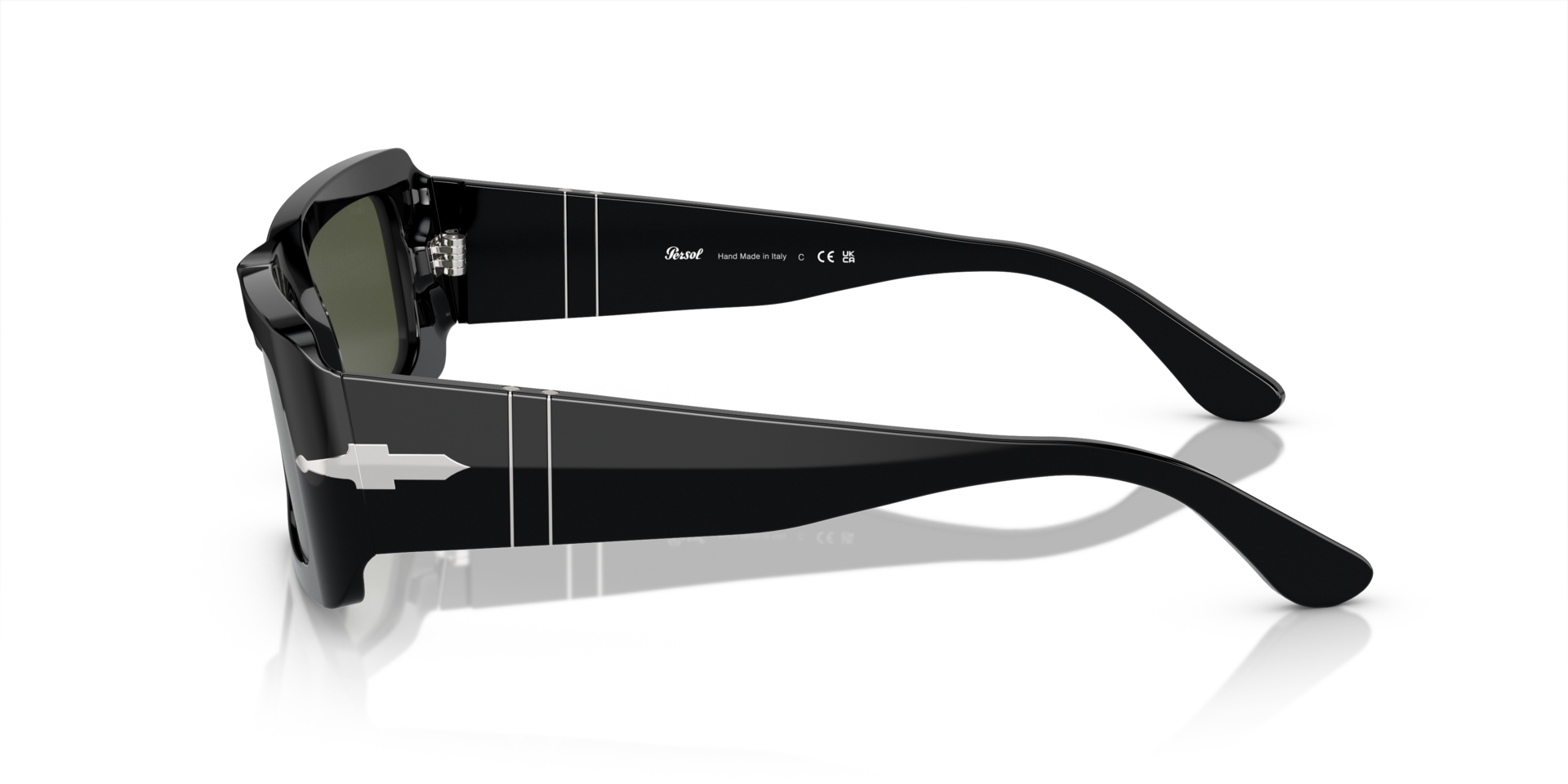 PO3332S Zwart AcetaatSunglass Frames van B24, Zijaanzicht
