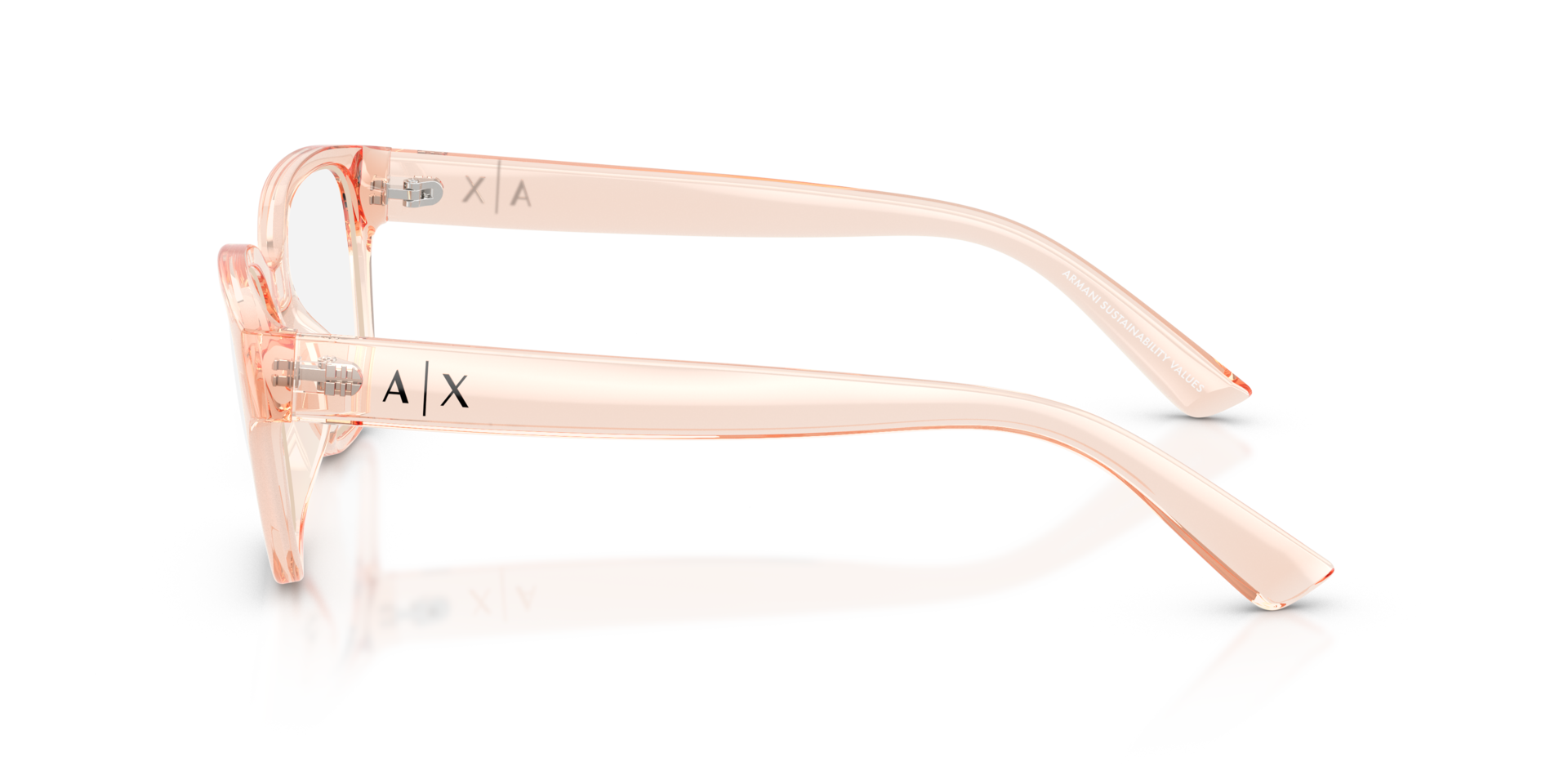AX3134U Transparent Peach KunststofEyeglass Frames van B24, Zijaanzicht