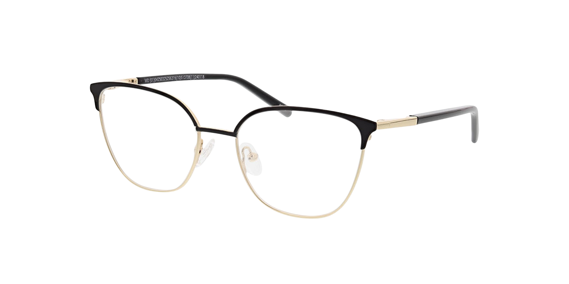 Emma Schwarz & Gold MetallEyeglass Frames von B24, Dreiviertelansicht