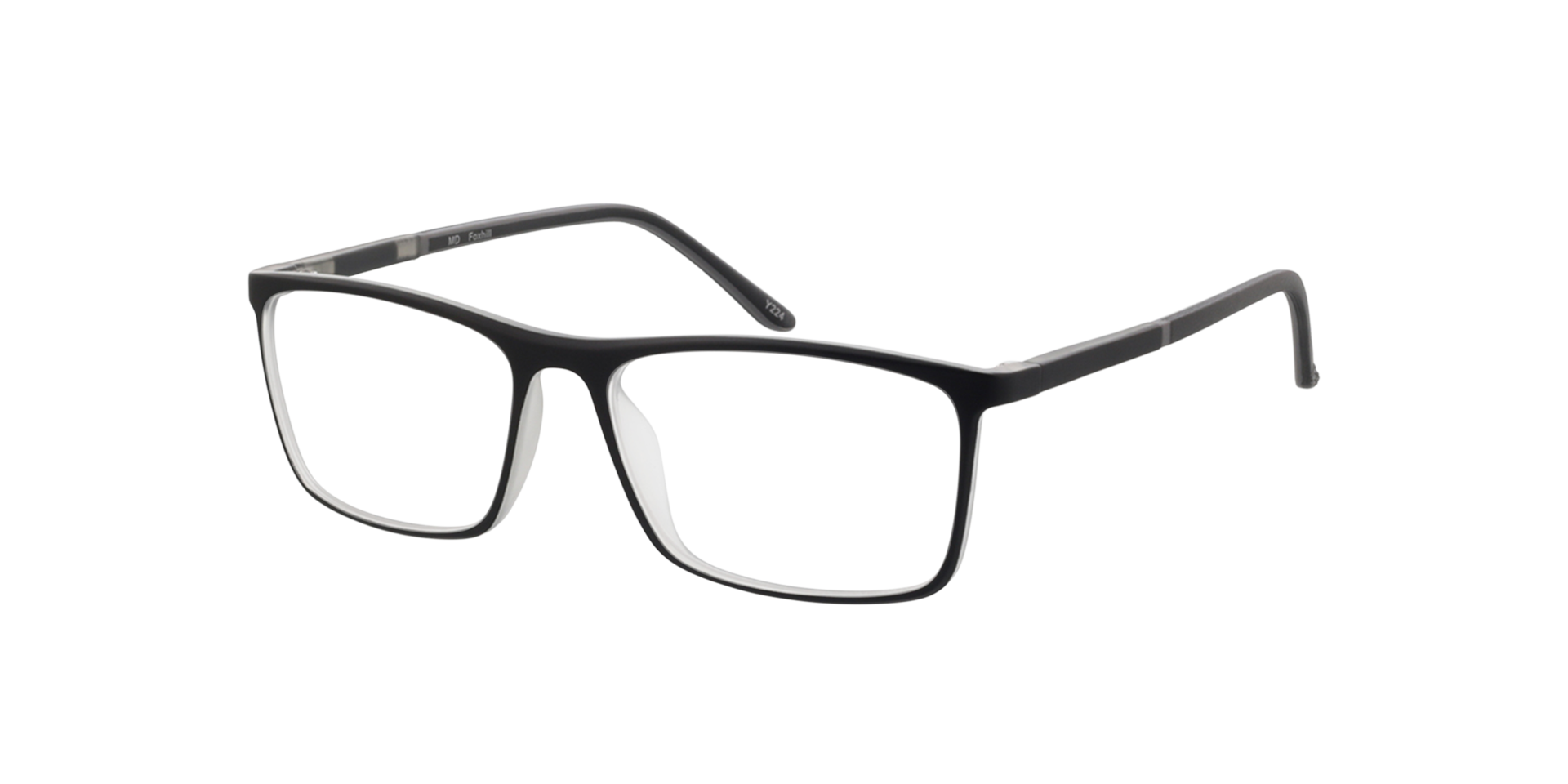 Foxhill Schwarz zweilagig  &  Kristall KunststoffEyeglass Frames von B24, Dreiviertelansicht