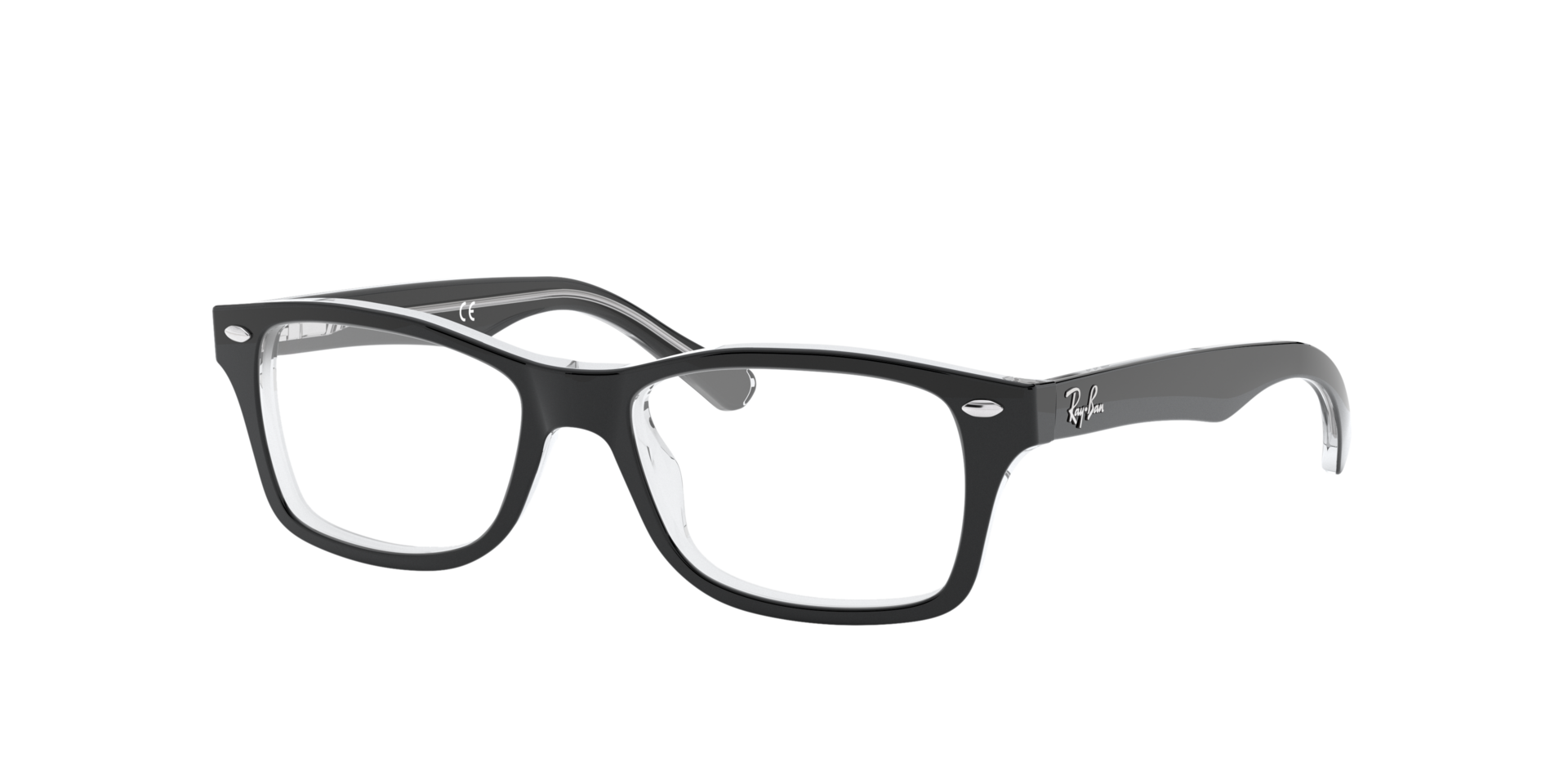 RB1531 Schwarz auf Transparent AcetatEyeglass Frames von B24, Dreiviertelansicht