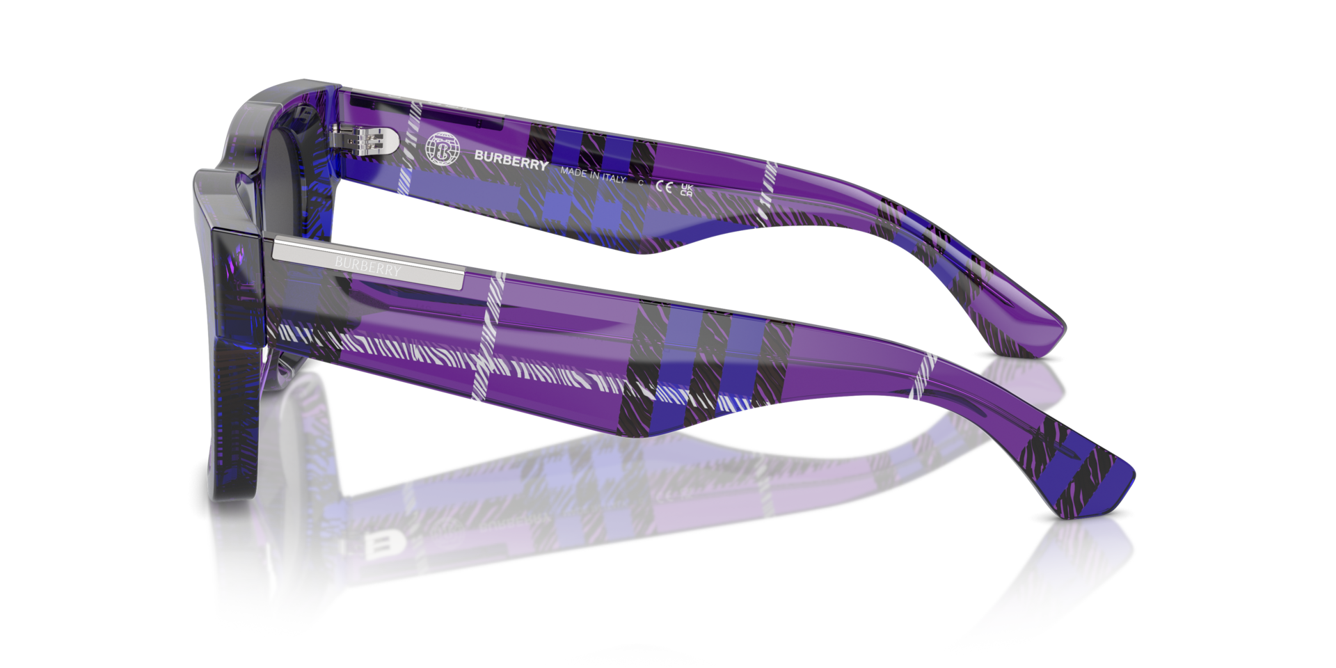 BE4424 Check Violet AcetaatSunglass Frames van B24, Zijaanzicht