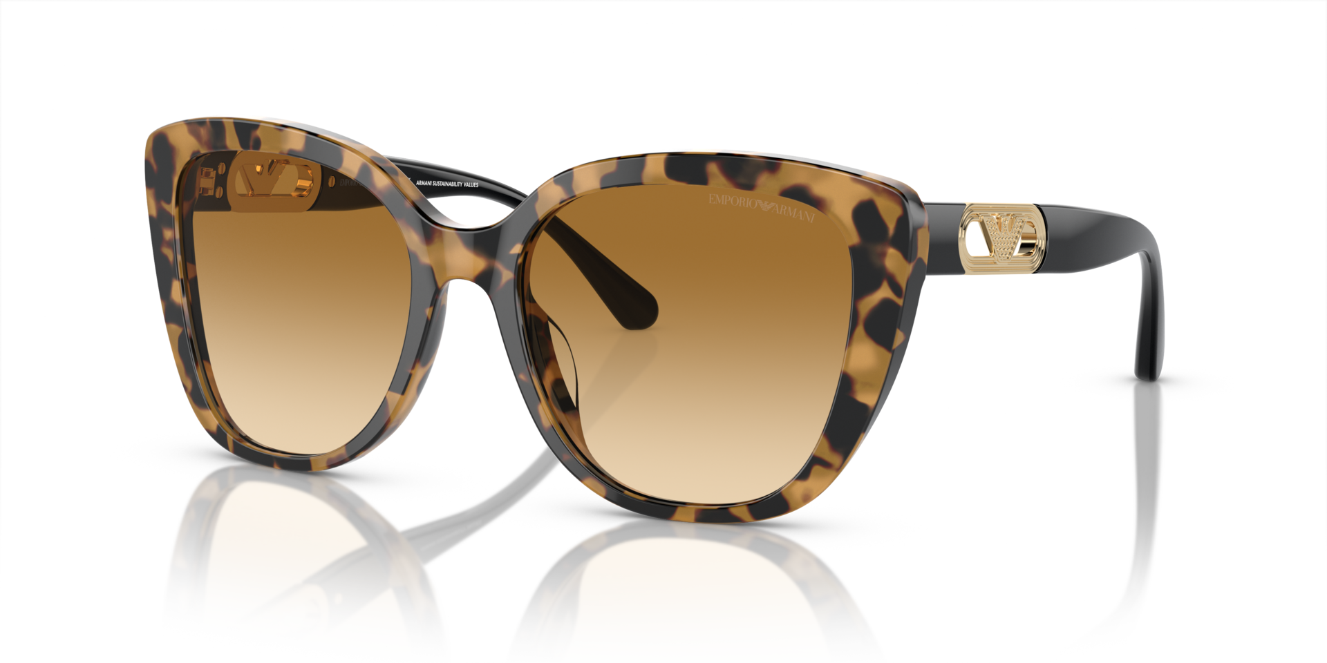 EA4214U Glanzend Havana geel AcetaatSunglass Frames van B24, Hoekweergave