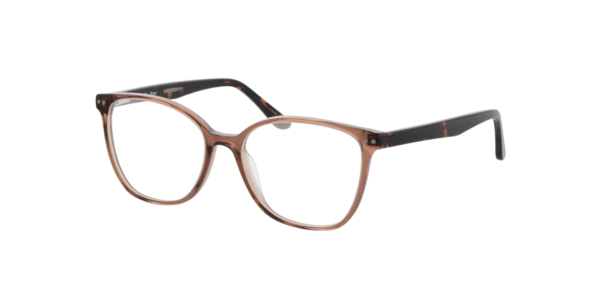 Rosy Kristal bruin  &  Havana AcetaatEyeglass Frames van B24, Hoekweergave