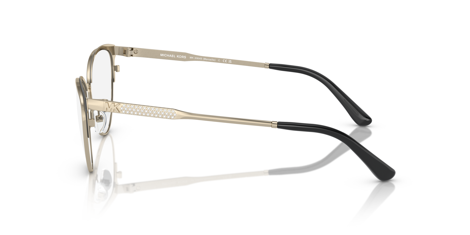 MK3064B Hellgold & Mattschwarz MetallEyeglass Frames von B24, Seitenansicht