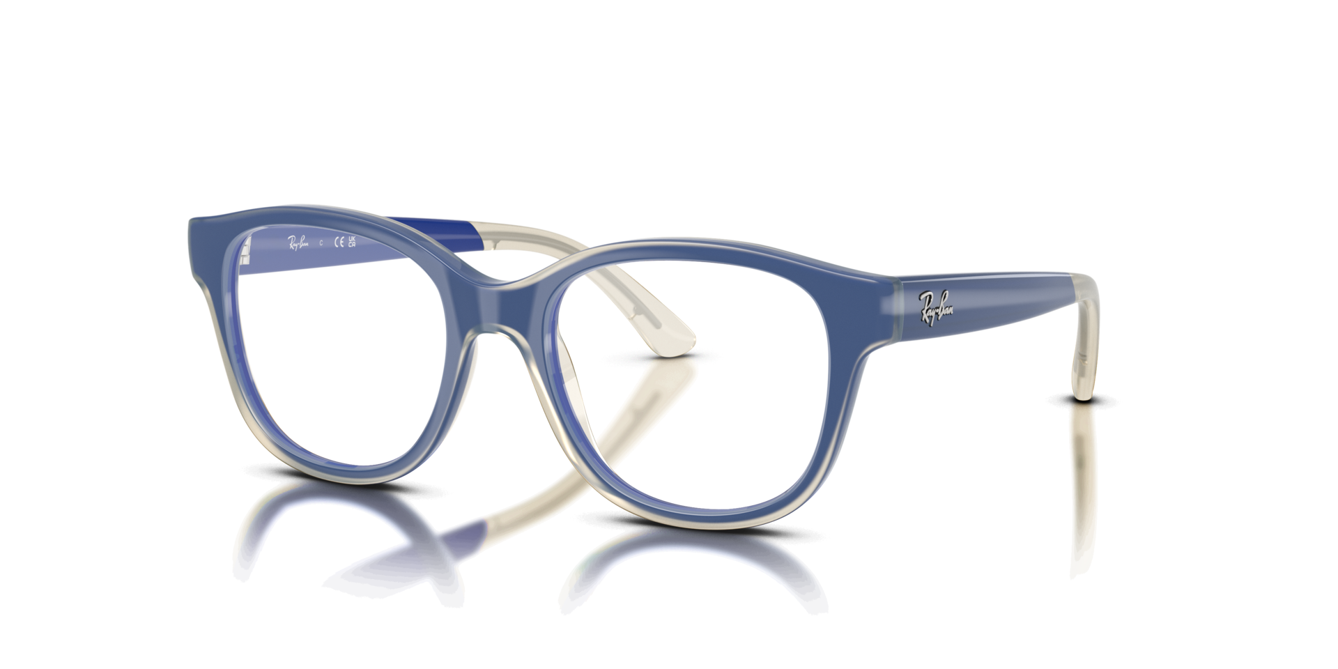 RB1950 Blue On Transparent KunststofEyeglass Frames van B24, Hoekweergave