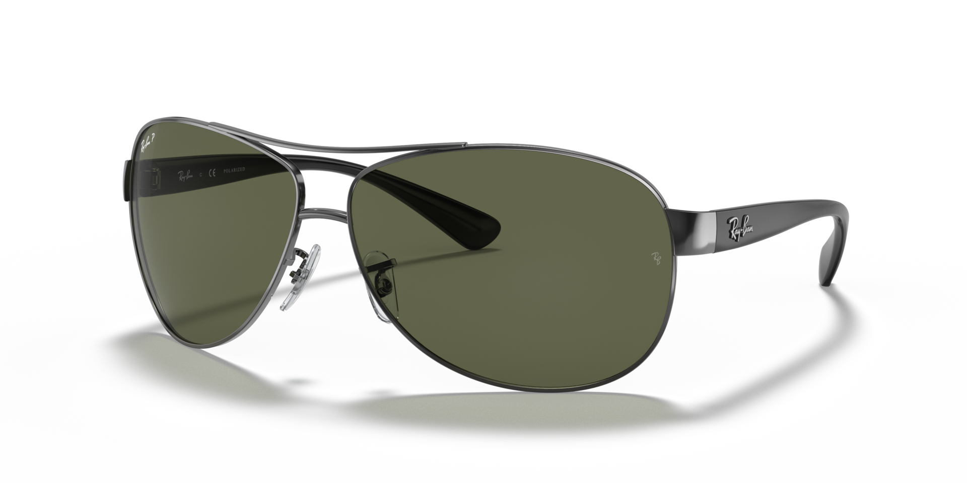 RB3386 Staalgrijs MetaalSunglass Frames van B24, Hoekweergave