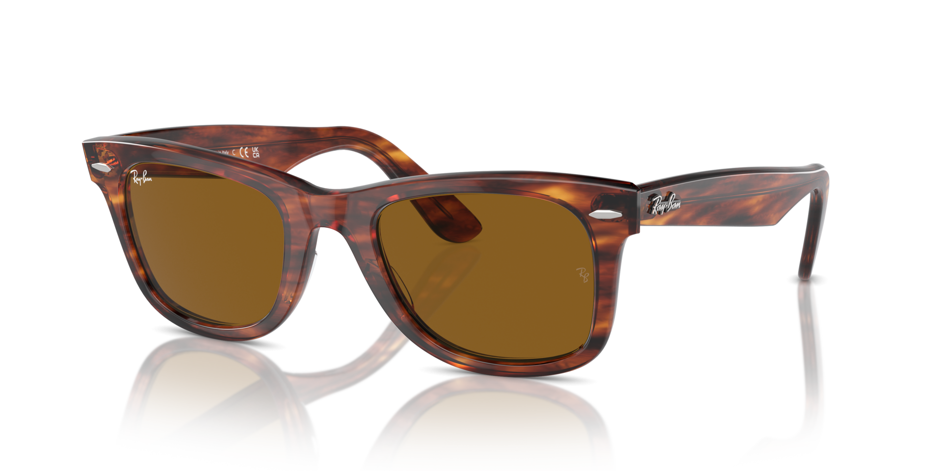 RB2140 Havana gestreept AcetaatSunglass Frames van B24, Hoekweergave
