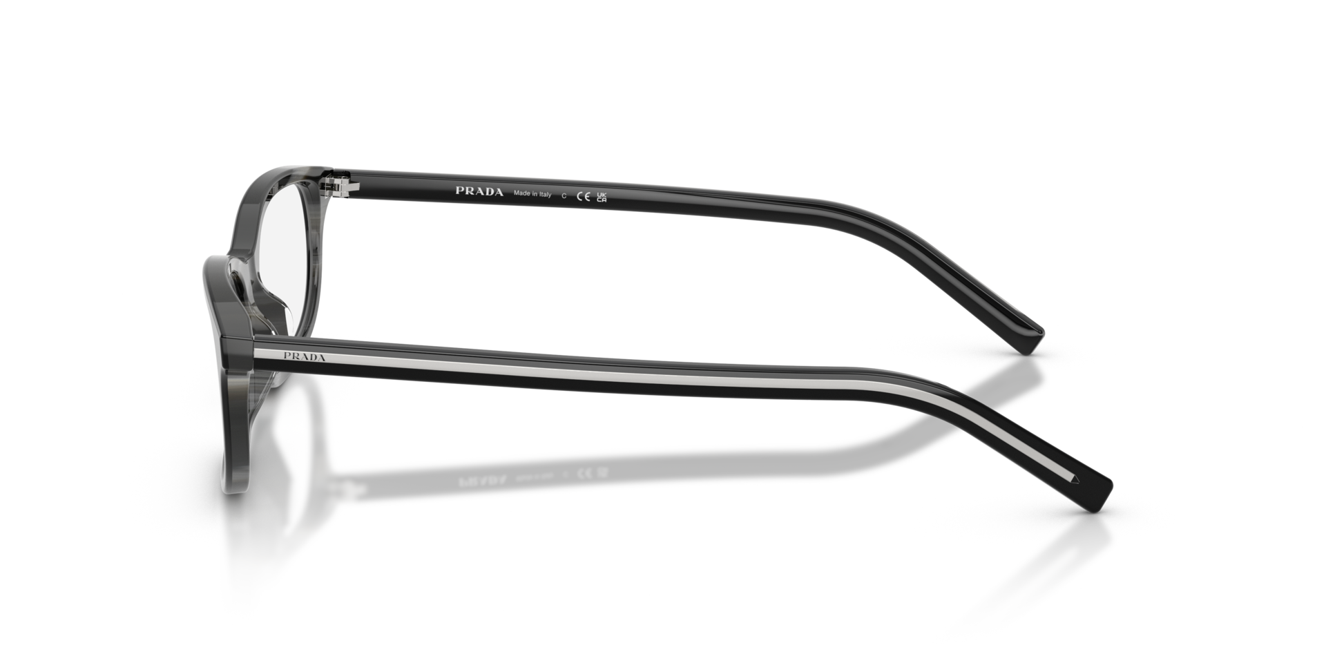 PR D15VU Black & basalt Horn AcetaatEyeglass Frames van B24, Zijaanzicht