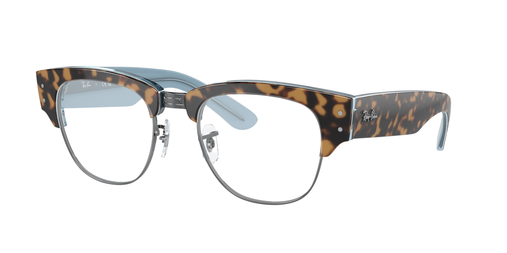 RB0316V Havana op blauw op staalgrijs KunststofEyeglass Frames van B24, Hoekweergave