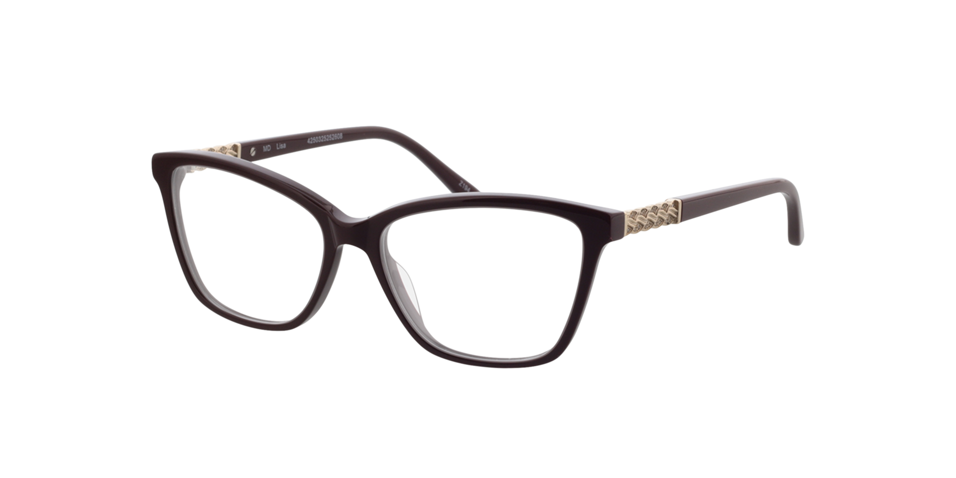 Lisa Bordeaux & goud AcetaatEyeglass Frames van B24, Hoekweergave