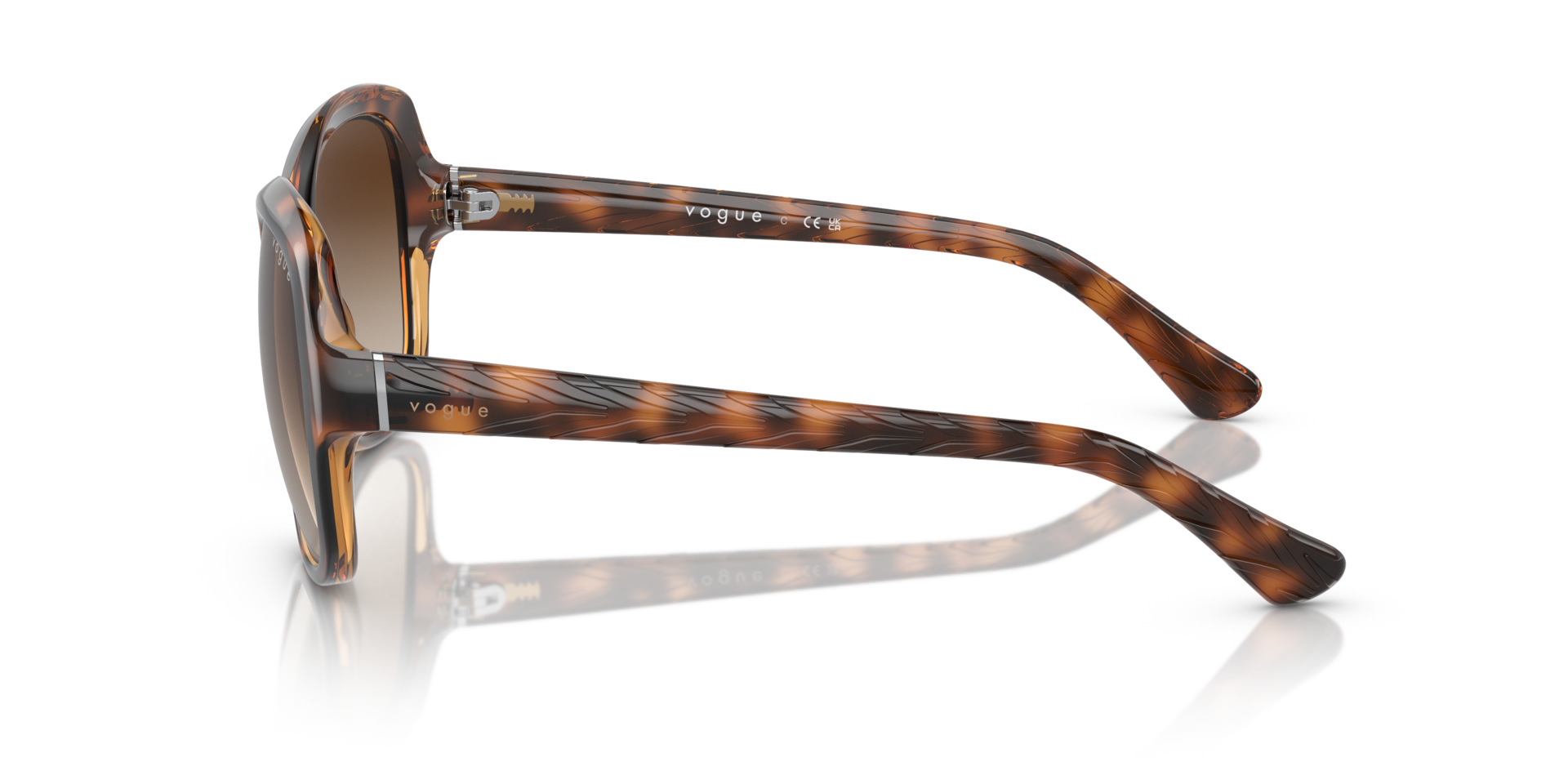VO2871S Gestreept donker Havana KunststofSunglass Frames van B24, Zijaanzicht