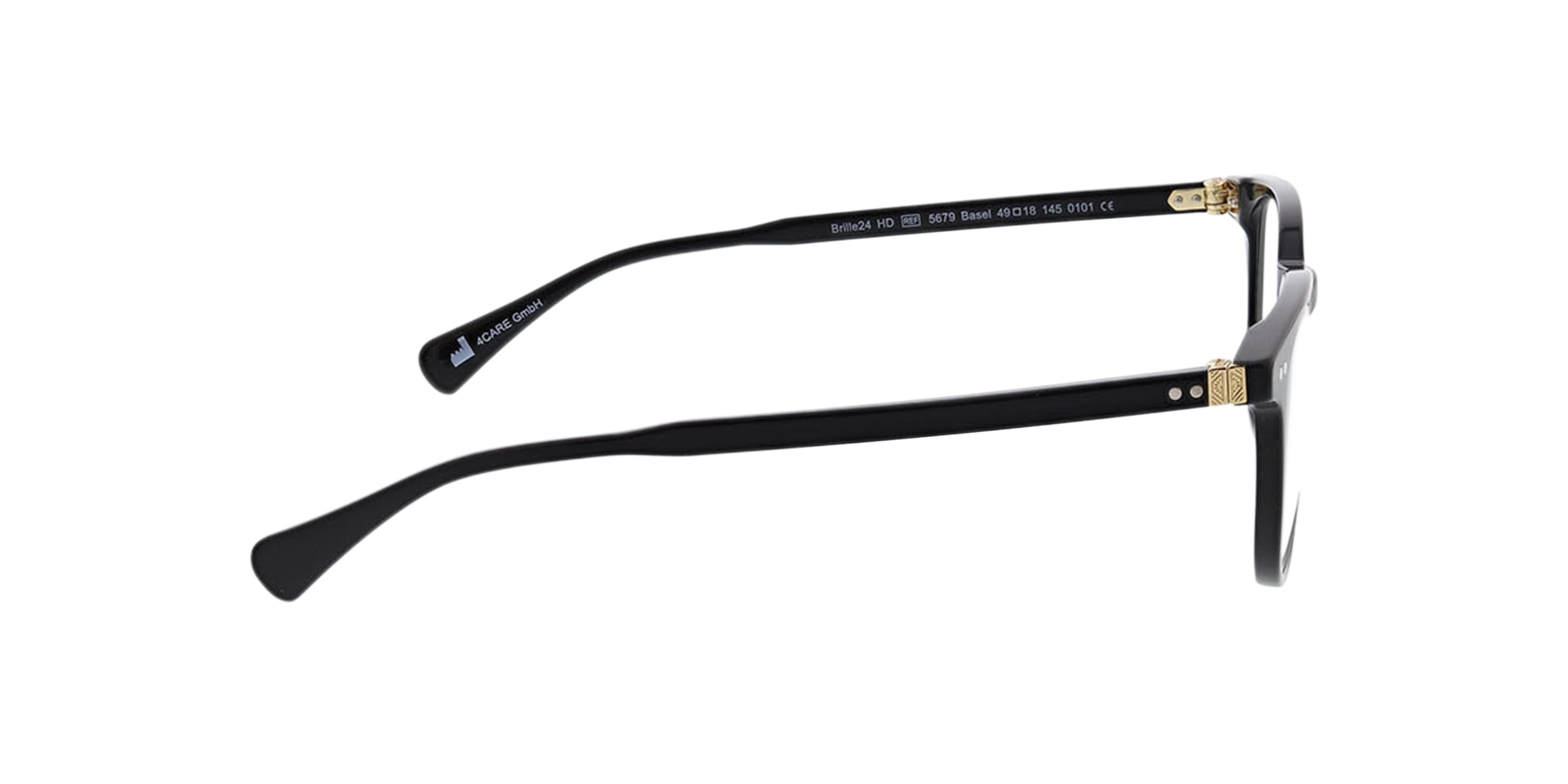 Basel Schwarz AcetatEyeglass Frames von B24, Seitenansicht